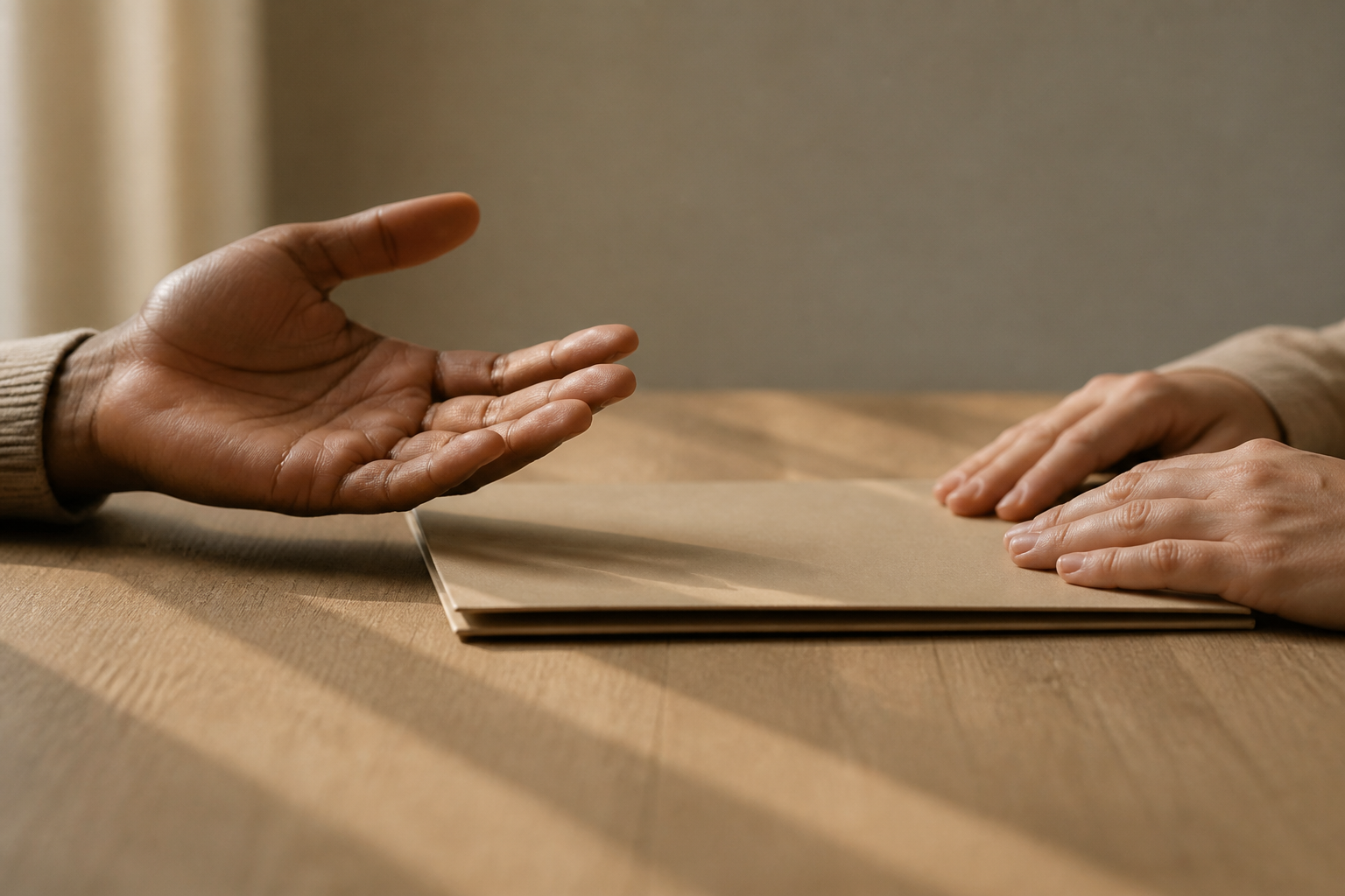 Famille en discussion autour d'un contrat d'assurance rapatriement