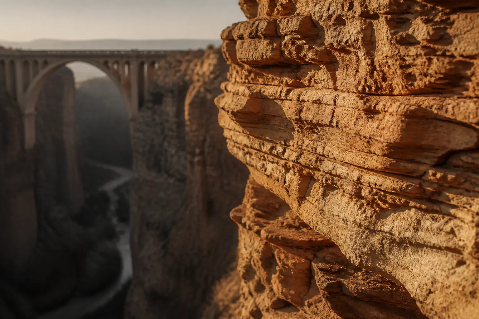 Vue aérienne de Constantine avec ses ponts suspendus au-dessus des gorges du Rhumel